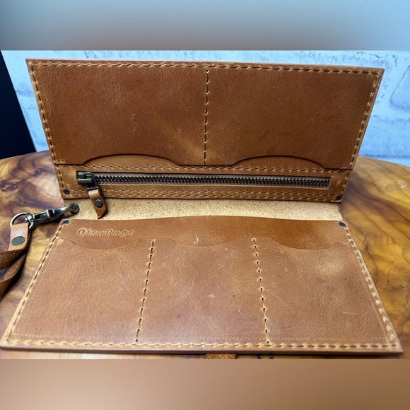 NEW!! Qisabags Brown Long Leather Wallet - Picture 3 of 5